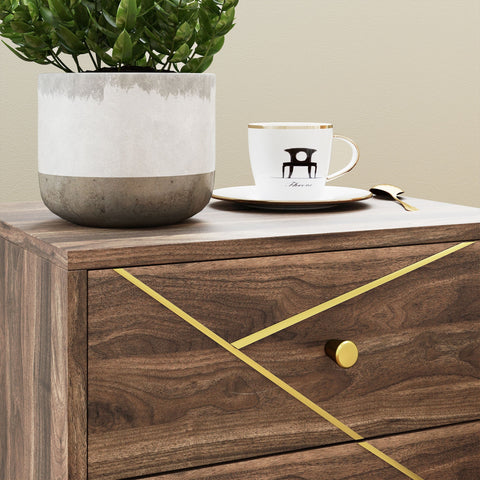 Rootz Rome Bedside Table - Side Table - Nightstand - 2 Drawers for Ample Storage - 45 x 35 x 50 cm - Brown Wood Grain