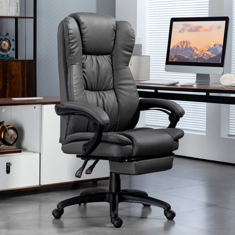 Rootz Adjustable Swivel Chair - Office Chair - Ergonomic Recliner - Massage Function - Faux Leather - 68.5x68.5x113-121cm