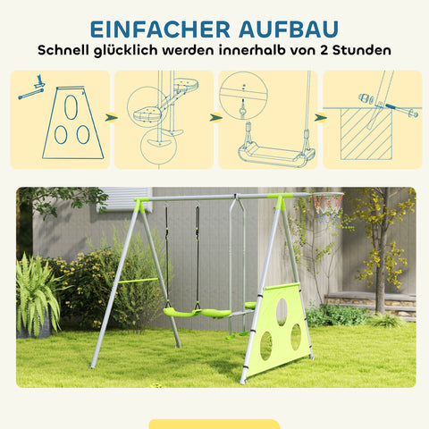 Rootz Children's Outdoor Skelset - Kids Swings - Playground Set - Weather-Resistant - 215cm x 180cm x 182cm