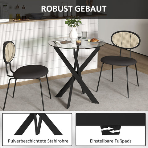 Rootz Modern Glass-Egg Table - Dining Table - Kitchen Table - Scratch-Resistant - 70cm Diameter x 75cm Height