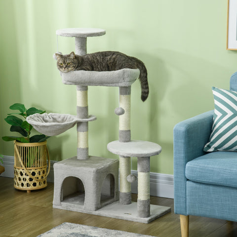 Rootz Cat Scratching Post - Multi-Activity Center - Cat Tree - Entertains & Protects Furniture - 65L x 30W x 104H cm