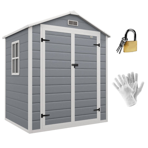 Rootz Metal Garden Shed - Tool Shed - Bicycle Shed - Lockable Double Door - Optimal Ventilation - 1.80 x 1.30 x 2.10m - Aluminum Frame - Gray