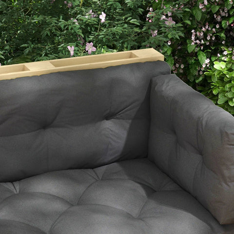 Rootz Tuinzitkussens - Tuinmeubelen - Weerbestendig - Knoopstiksels - Rugkussen - Zijkussen - Polyester - Donkergrijs - 120cm x 80cm x 12cm