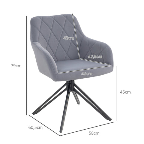 Rootz Retro Accent Chair - Lounge Chair - Dining Chair - Generous Upholstery - Grey - 58cm x 60.5cm x 79cm