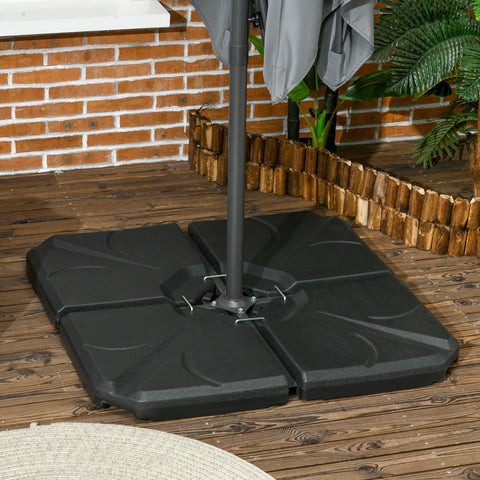 Rootz Parasol Stand Base Weights - Fillable HDPE Plastic - Umbrella Weights - Secure Parasol All Day - 103x103x8.3 cm - Black