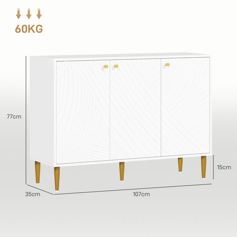 Rootz Buffet Storage Furniture - Sideboard - Console Table - Adjustable Shelves - Gold Steel Legs - 107cm x 35cm x 77cm
