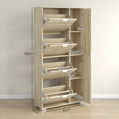 Rootz Shoe Cabinet - Shoe Storage - Mirror Doors - Durable & Stable - 82cm x 30cm x 168cm