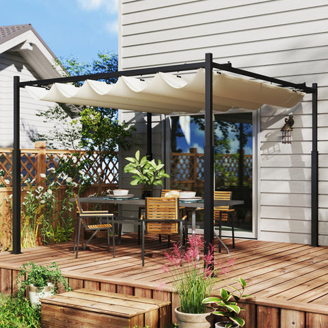 Rootz Pergola Gazebo - Garden Canopy - Outdoor Pavilion - UPF30+ Protection - 298cm x 298cm x 230cm - White- Black