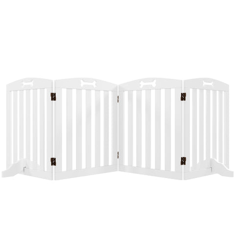 Rootz Free-Standing Dog Grille - Pet Barrier - Safety Gate - Non-Slip Support Feet - 207.5 x 30 x 61cm - White MDF Design