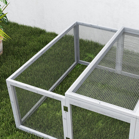 Rootz Small Animal Enclosure - Outdoor Cage - Guinea Pig Stall - Weather Resistant Pine - 181 x 100 x 48 cm - Grey