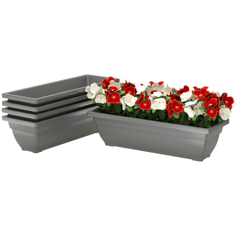 Rootz 5 Set Flower Pots - Garden Planters - Plant Containers - Durable Plastic - 59cm x 21cm x 16cm
