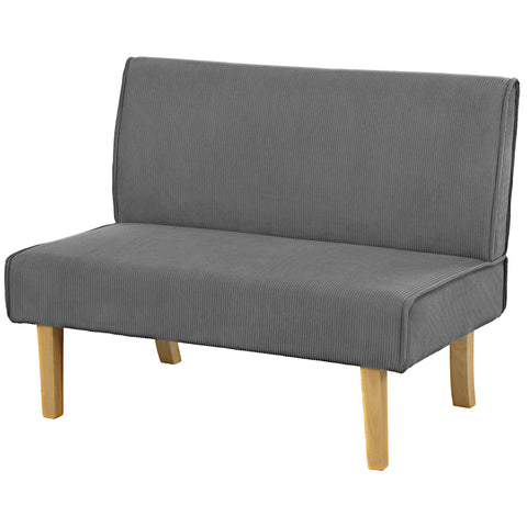 Rootz Two Seater Corduroy Sofa - Loveseat - Couch - Comfortable Padding - 110cm x 62cm x 85cm