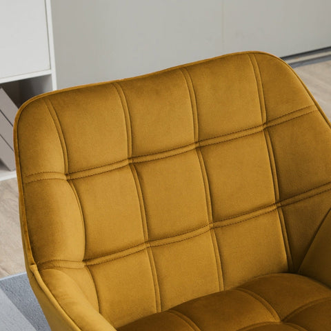 Rootz Velvet Lounge Chair - Scandi Style Accent Chair - Comfortably Padded - Rubberwood Legs - Metal Frame - Yellow - 67cm x 61.5cm x 71cm