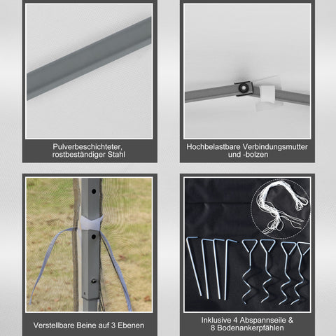 Rootz Folding Pavilion Tent - Folding Tent - Garden Pavilion - Water-Repellent Roof - 2.96m x 2.96m x 2.65m