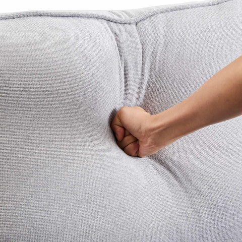 Rootz 4-Seater Linen Sofa - Modern Couch - Comfortable Seating - Adjustable Lumbar Cushions - 264x83x87 cm - Gray