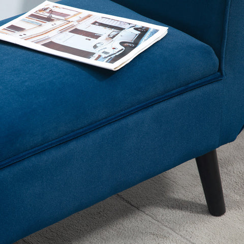 Rootz Upholstered Bench with Storage - Chest Bench - Velvet Sofa Bench - Armrests & Hidden Storage - 118 x 42 x 66 cm - Dark Blue