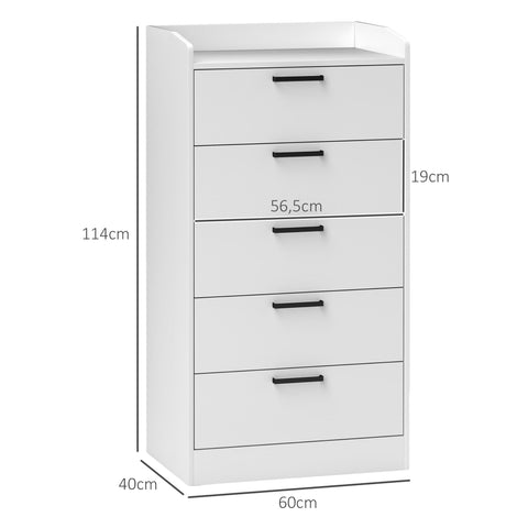 Rootz Chest of Drawers - Bedroom Storage - Brown- Dresser - Tilt-Proof Design - 60 x 40 x 114 cm - Metal Slide Rails