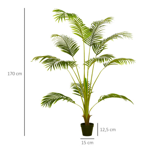 Rootz Artificial Palm Tree - Faux Palm - Realistic Indoor Plant - Adds Tropical Atmosphere - 170cm Height - Ø15cm x 12.5cm Pot