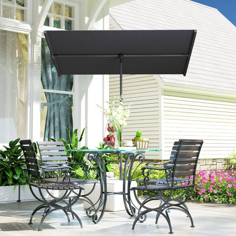 Rootz Parasol Garden Umbrella - Sunshade - Outdoor Canopy - 180° Rotatable - 150x205cm - Black- UV Protection UPF 50+