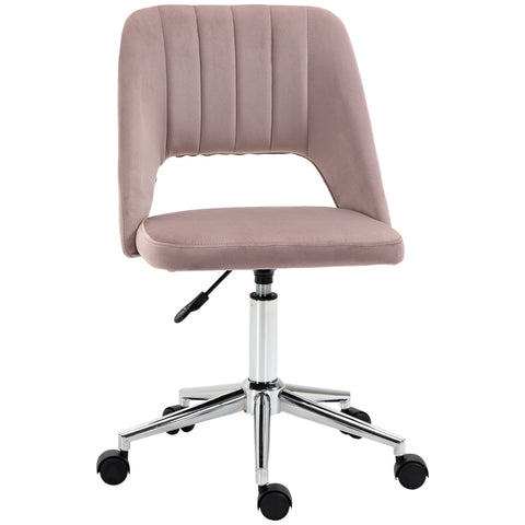 Rootz Office Chair - Ergonomic Swivel Chair - Rotatable Seat - Velvet Comfort - 49cm x 60cm x 79-91cm - Pink