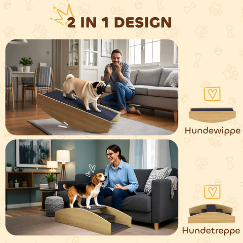 Rootz Agility Dog Swing - 2-in-1 Rocker & Stairs - Non-Slip Pet Ramp - Fir Wood - Enhances Balance & Agility - 80cm x 39.5cm