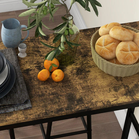 Rootz Bar Table with 2 Chairs - Industrial Design - Set of 2 Bar Stools with Table - 3 Pieces - Brown + Black - 105L x 40W x 90H cm