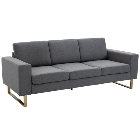 Rootz Sofa - 3-Seater Sofa - Upholstered - Lounge Sofa - Armrest - Compact - Metal - Removable Pillowcases