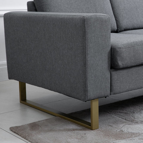 Rootz Sofa - 3-Seater Sofa - Upholstered - Lounge Sofa - Armrest - Compact - Metal - Removable Pillowcases