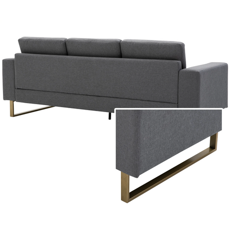Rootz Sofa - 3-Seater Sofa - Upholstered - Lounge Sofa - Armrest - Compact - Metal - Removable Pillowcases