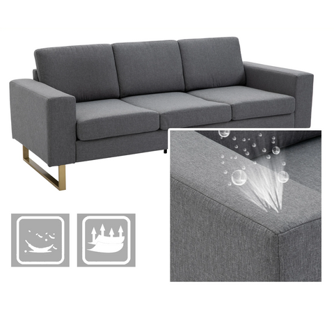 Rootz Sofa - 3-Seater Sofa - Upholstered - Lounge Sofa - Armrest - Compact - Metal - Removable Pillowcases