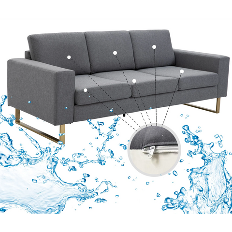Rootz Sofa - 3-Seater Sofa - Upholstered - Lounge Sofa - Armrest - Compact - Metal - Removable Pillowcases