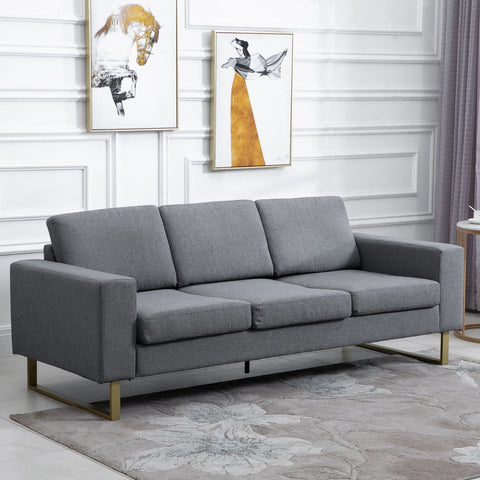Rootz Sofa - 3-Seater Sofa - Upholstered - Lounge Sofa - Armrest - Compact - Metal - Removable Pillowcases