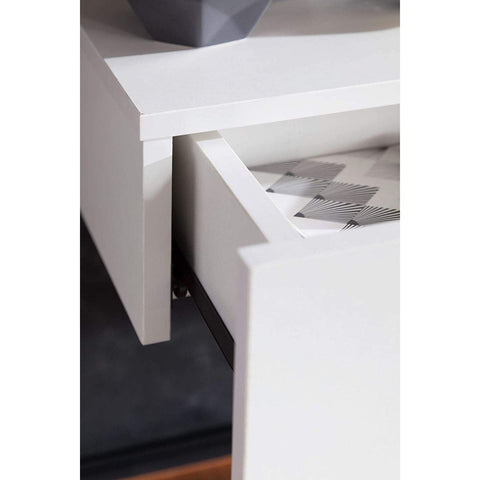 Rootz Bedside Table Floating White - Bedside Table Wood - Processed Wood - Melamine Resin - Wall Mounted - Modern - 1 Drawer