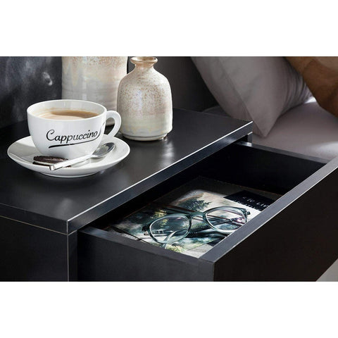 Rootz Bedside Table Floating Black - Bedside Table Wood - Floating Bedside Tables