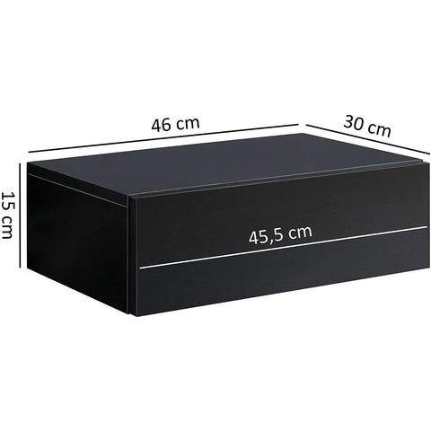 Rootz Bedside Table Floating Black - Bedside Table Wood - Floating Bedside Tables