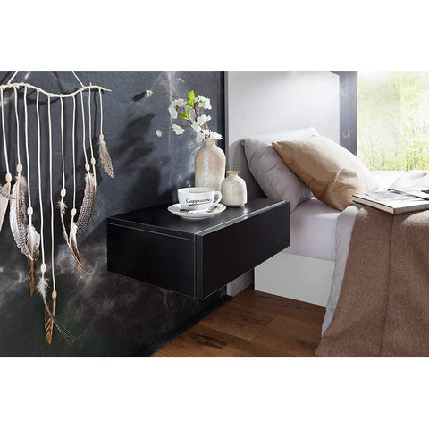 Rootz Bedside Table Floating Black - Bedside Table Wood - Floating Bedside Tables
