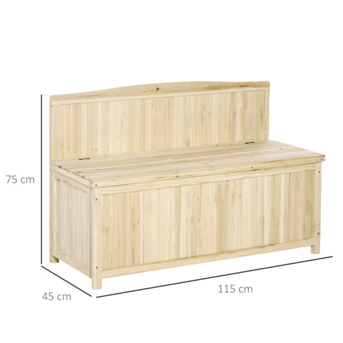Rootz Garden Bench - Box Bench - Storage Space - 2-Seater Bench - Natural - 115 x 45 x 75 cm