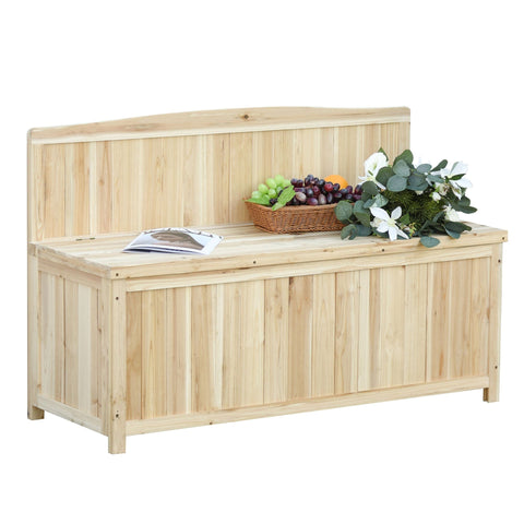 Rootz Garden Bench - Box Bench - Storage Space - 2-Seater Bench - Natural - 115 x 45 x 75 cm