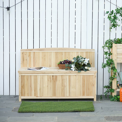 Rootz Garden Bench - Box Bench - Storage Space - 2-Seater Bench - Natural - 115 x 45 x 75 cm