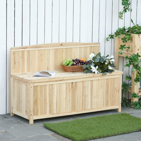 Rootz Garden Bench - Box Bench - Storage Space - 2-Seater Bench - Natural - 115 x 45 x 75 cm