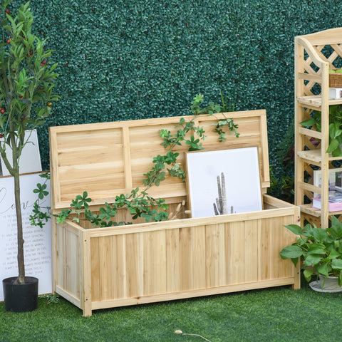 Rootz Garden Bench - Box Bench - Storage Space - 2-Seater Bench - Natural - 115 x 45 x 75 cm