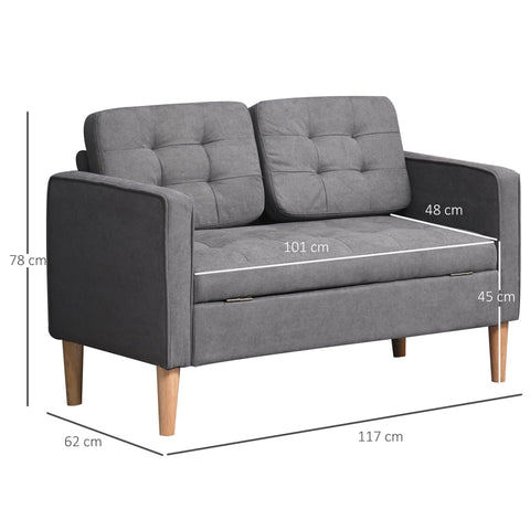 Rootz Sofa - 2-seater - Double Sofa Bed - Gray - 111 x 62 x 78 cm