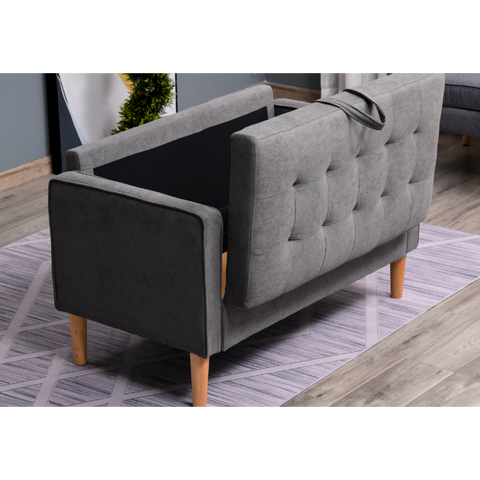 Rootz Sofa - 2-seater - Double Sofa Bed - Gray - 111 x 62 x 78 cm