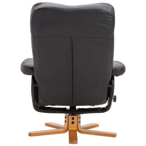 Rootz Relax chair - Footrest - Footstool - Artificial leather - Solid Wood - Reclining function - 80 x 86 x 99 cm - Black