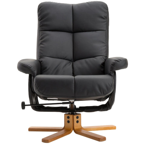 Rootz Relax chair - Footrest - Footstool - Artificial leather - Solid Wood - Reclining function - 80 x 86 x 99 cm - Black