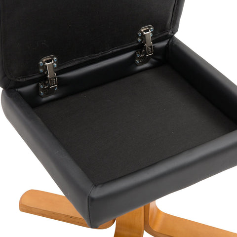 Rootz Relax chair - Footrest - Footstool - Artificial leather - Solid Wood - Reclining function - 80 x 86 x 99 cm - Black