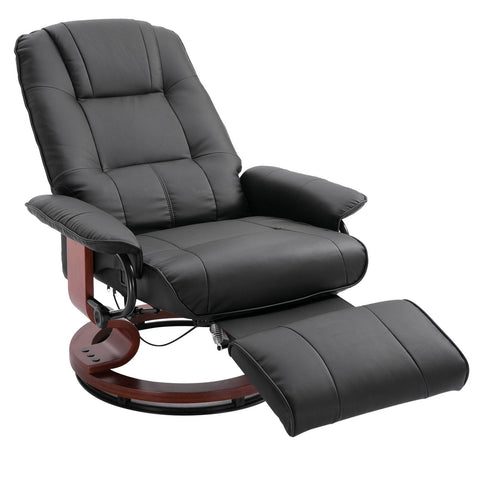 Rootz Relax chair - Lounger - Artificial leather - Footrest - Rotatable - Tiltable - Wood - 78 x 87 x 100 cm - Black - Brown