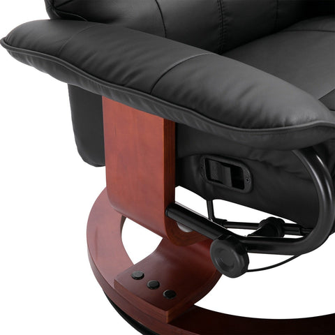 Rootz Relax chair - Lounger - Artificial leather - Footrest - Rotatable - Tiltable - Wood - 78 x 87 x 100 cm - Black - Brown