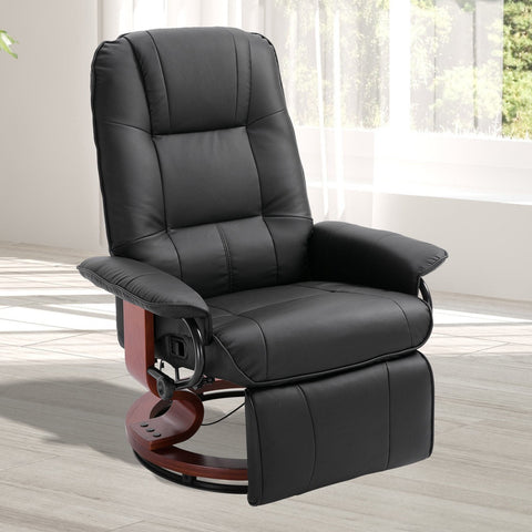 Rootz Relax chair - Lounger - Artificial leather - Footrest - Rotatable - Tiltable - Wood - 78 x 87 x 100 cm - Black - Brown