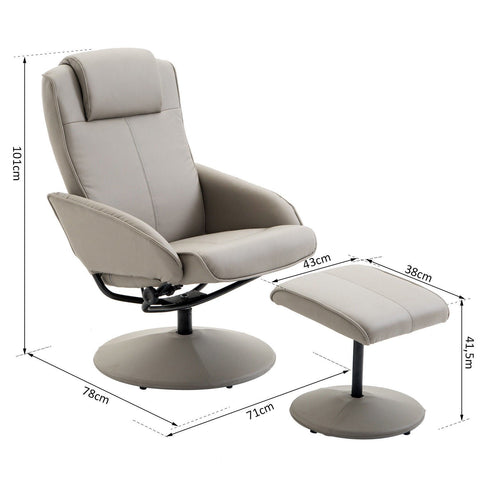 Rootz Relax armchair - Ergonomic - Footrest - Artificial leather - 78 x 71 x 101 cm - Gray